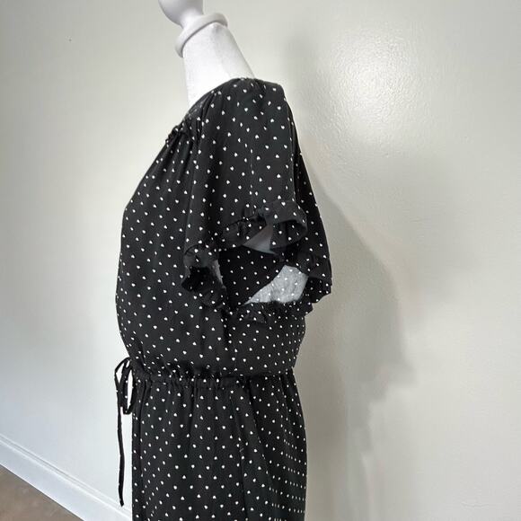 Gap Heart Ruffle Dress Small Tall Womens Hearts Black White Tie Wais Tiered - Picture 6 of 16